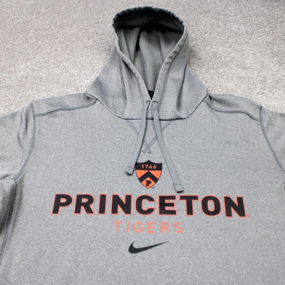 Nike Princeton Tigers Hoodie Men Medium Gray Dri-Fit Polyester Hooded Sweatshirt - Picture 4 of 13